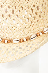 Fame Cowrie Shell Beaded String Straw Hat