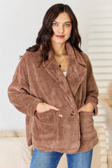 Culture Code Double Breasted Fuzzy Coat