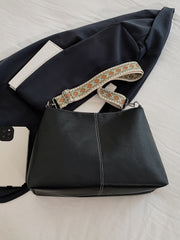 PU Leather Geometric Pattern Strap Shoulder Bag