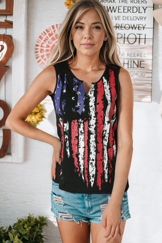 Star and Stripe Notched Neck Tank