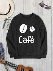 CAFE Round Neck Dropped Shoulder Sweatshirt