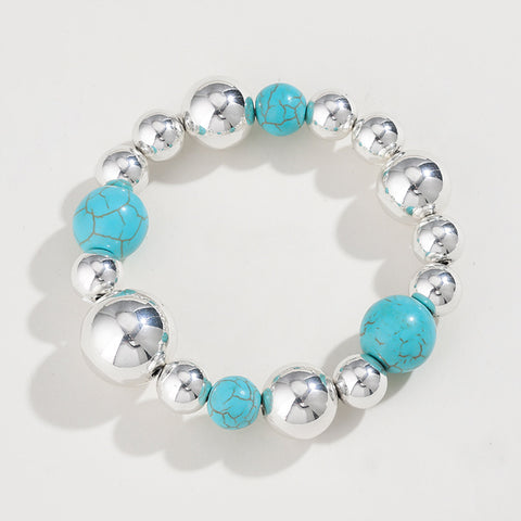 Artificial Turquoise Alloy Beaded Bracelet