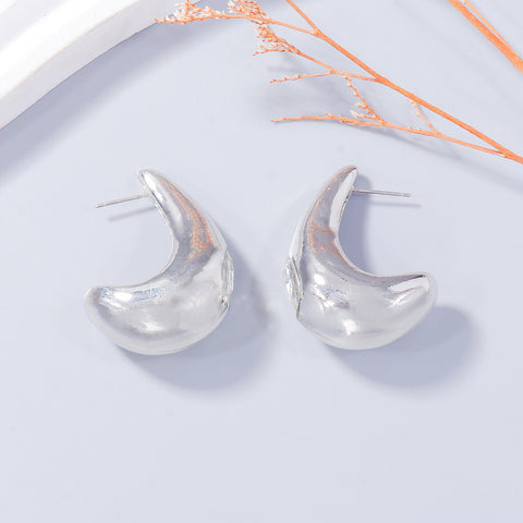 Alloy Rhinestone C-Hoop Earrings