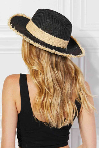 Justin Taylor Poolside Baby Straw Fedora Hat in Black