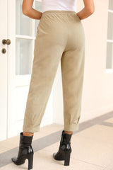 Ribbed Front Pocket Elastic Waist Pants