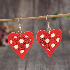 Sequin Heart Leather Drop Earrings