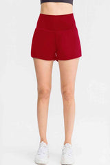 Wide Waistband Sports Shorts with Pockets