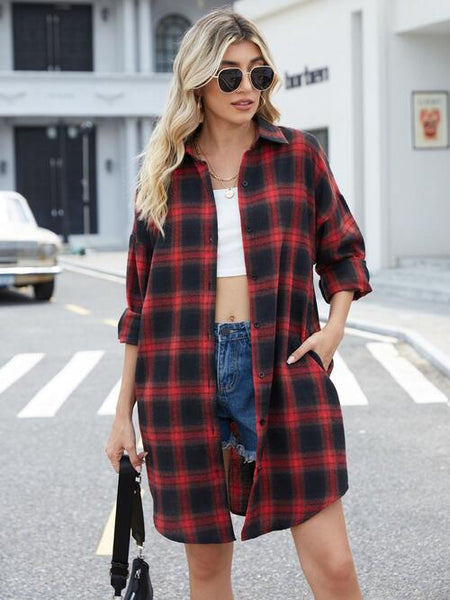 Plaid Button Up Collared Neck Shirt