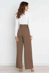 Tie Front Paperbag Wide Leg Pants