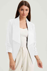 Ruched Open Front Blazer