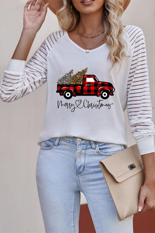 Graphic Striped Long Sleeve T-Shirt